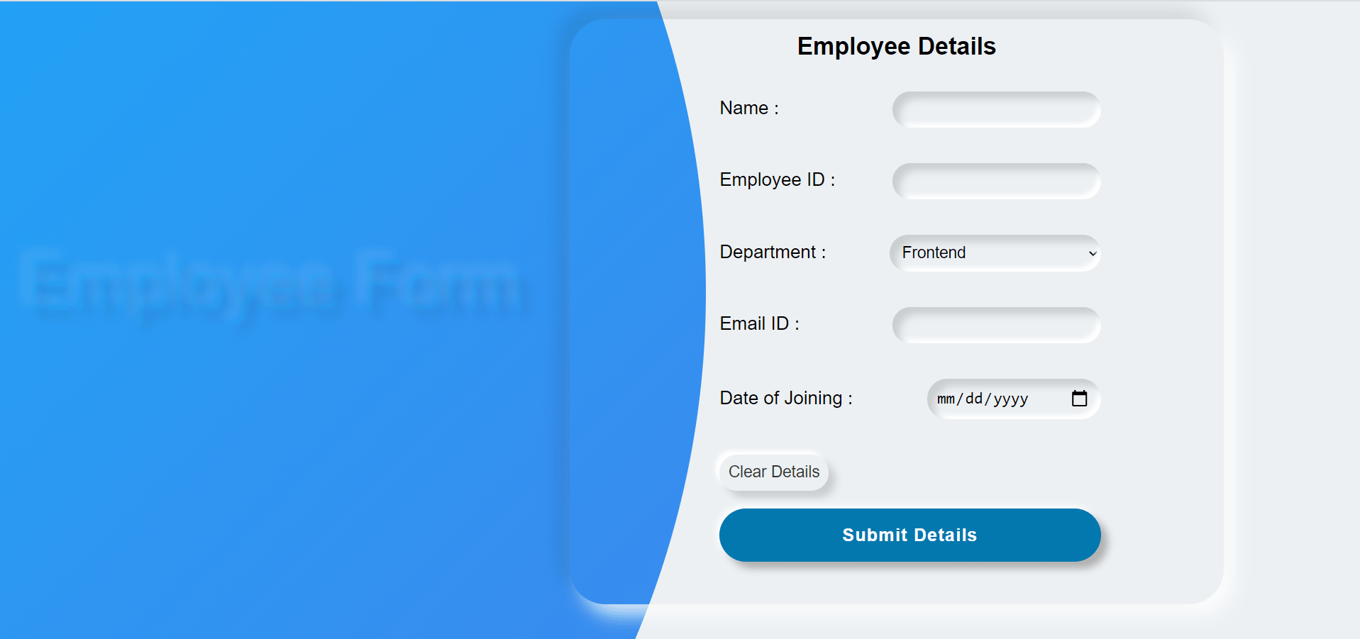 Employee Form with Transitions